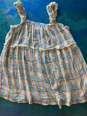 Anthropologie Pastel Plaid Ruffled Sundress Top